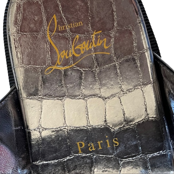 NEW Christian Louboutin Lock Cool Embossed Dad Sandals 36 Silver - Picture 7 of 12